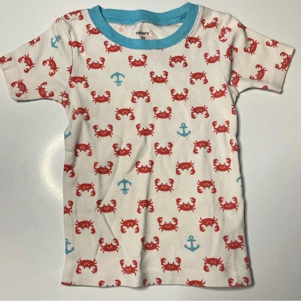 Carter’s 3T Red Crab Blue Anchor Tshirt PRELOVED